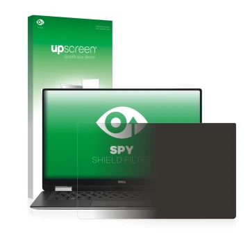 Front side of a product packaging with the brand logo upscreen. Next to it is the device Dell XPS 13 9365 2-in-1 shown with th