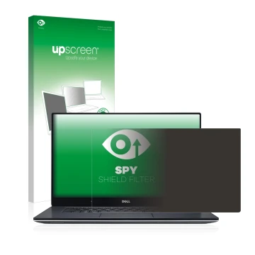 Front side of a product packaging with the brand logo upscreen. Next to it is the device Dell XPS 15 9560 shown with the corre