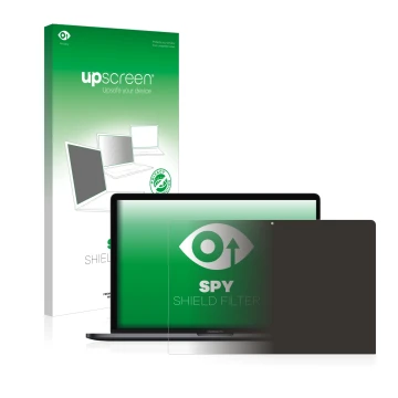 Front side of a product packaging with the brand logo upscreen. Next to it is the device Apple MacBook Pro 15