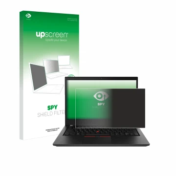 Front side of a product packaging with the brand logo upscreen. Next to it is the device Lenovo ThinkPad T490 Non-Touch shown 