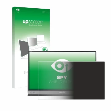 Front side of a product packaging with the brand logo upscreen. Next to it is the device ASUS ZenScreen MB16AC shown with the 