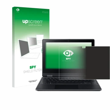 Front side of a product packaging with the brand logo upscreen. Next to it is the device Acer TravelMate Spin B3 shown with th
