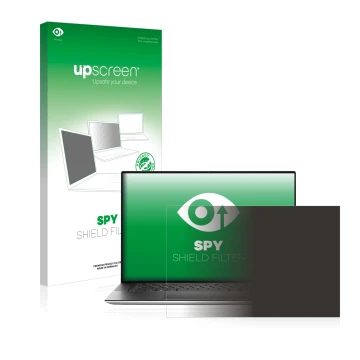 Front side of a product packaging with the brand logo upscreen. Next to it is the device Dell XPS 15 9500 shown with the corre