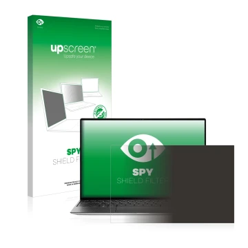 Front side of a product packaging with the brand logo upscreen. Next to it is the device Dell XPS 13 9310 Non-touch shown with