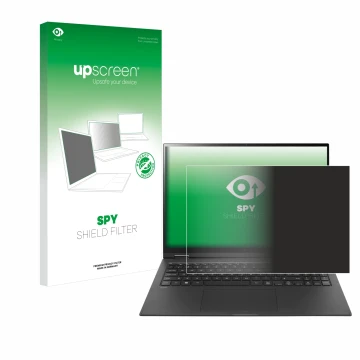 Front side of a product packaging with the brand logo upscreen. Next to it is the device LG gram 16'' 2-in-1 Touch shown with 