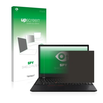 Front side of a product packaging with the brand logo upscreen. Next to it is the device Lenovo ThinkPad T15 Gen 2 shown with 