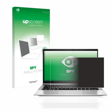 Front side of a product packaging with the brand logo upscreen. Next to it is the device HP EliteBook 830 G8 shown with the co