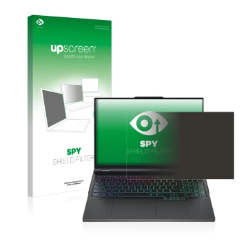 Front side of a product packaging with the brand logo upscreen. Next to it is the device Lenovo Legion Pro 7 16