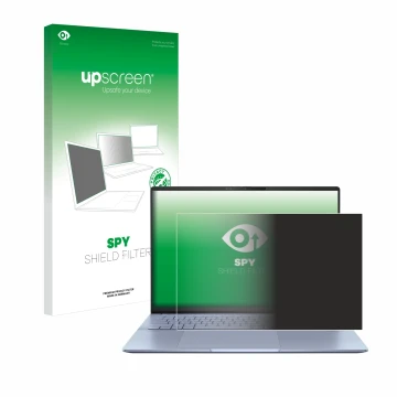 Front side of a product packaging with the brand logo upscreen. Next to it is the device ASUS Vivobook S16 OLED S5606 shown wi