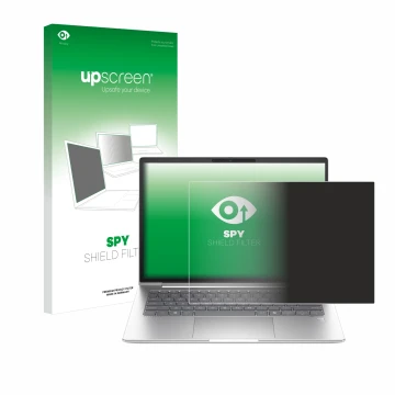 Front side of a product packaging with the brand logo upscreen. Next to it is the device HP EliteBook 645 G11 shown with the c
