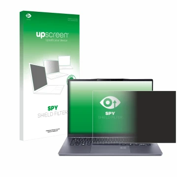Front side of a product packaging with the brand logo upscreen. Next to it is the device Acer Swift Go 14 AI shown with the co