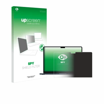 Front side of a product packaging with the brand logo upscreen. Next to it is the device Apple MacBook Air 13