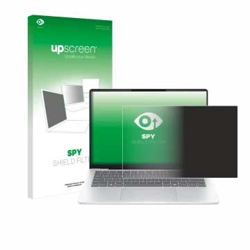 Front side of a product packaging with the brand logo upscreen. Next to it is the device HP OmniBook 5 14 shown with the corre
