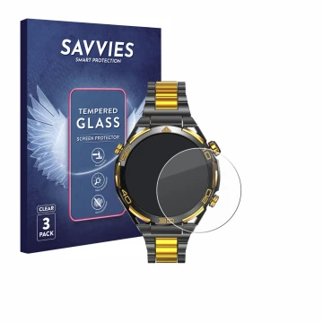 Front side of a product packaging with the brand logo Savvies. Next to it is the device Blackview W90 Pro shown with the corre