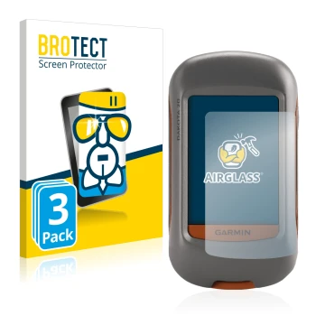 Front side of a product packaging with the brand logo BROTECT. Next to it is the device Garmin Dakota 20 shown with the corres