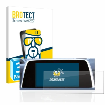 Front side of a product packaging with the brand logo BROTECT. Next to it is the device BMW 6 F13 Coupe 2011 iDrive Pro 10.2