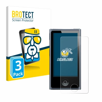 Front side of a product packaging with the brand logo BROTECT. Next to it is the device Apple iPod nano 2012 (7th Gen.) shown 