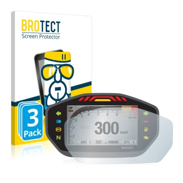 Front side of a product packaging with the brand logo BROTECT. Next to it is the device Ducati Monster 1200 Colour-TFT-Display