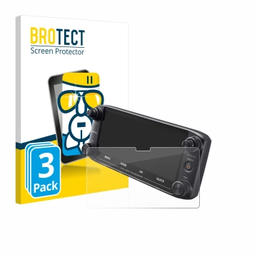 Front side of a product packaging with the brand logo BROTECT. Next to it is the device Icom ID-5100 shown with the correspond