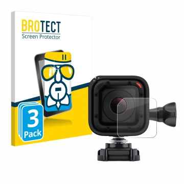Front side of a product packaging with the brand logo BROTECT. Next to it is the device GoPro Hero 4 Session Lens (housing) sh