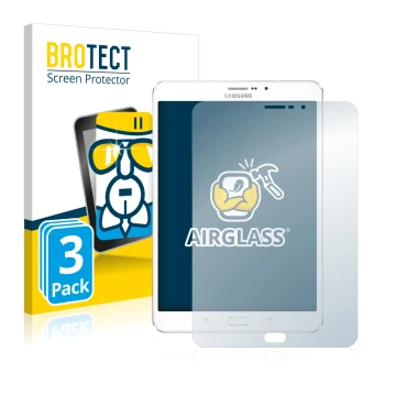Front side of a product packaging with the brand logo BROTECT. Next to it is the device Samsung Galaxy Tab Tab S2 8.0 LTE show