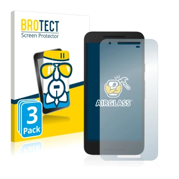 Front side of a product packaging with the brand logo BROTECT. Next to it is the device LG Nexus 5X shown with the correspondi