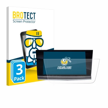 Front side of a product packaging with the brand logo BROTECT. Next to it is the device Opel Astra 2017 Navi 900 IntelliLink 8
