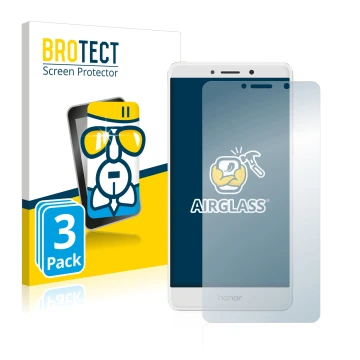 Front side of a product packaging with the brand logo BROTECT. Next to it is the device Honor 6X shown with the corresponding 