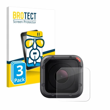 Front side of a product packaging with the brand logo BROTECT. Next to it is the device GoPro Hero 5 Session Lens (housing) sh