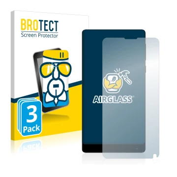 Front side of a product packaging with the brand logo BROTECT. Next to it is the device Xiaomi Mi Mix 2 shown with the corresp