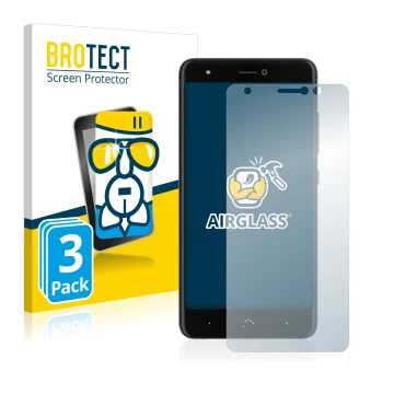 Front side of a product packaging with the brand logo BROTECT. Next to it is the device BQ Aquaris X shown with the correspond