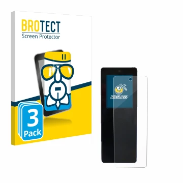 Front side of a product packaging with the brand logo BROTECT. Next to it is the device Stromer ST2 Omni-Display shown with th