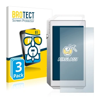 Front side of a product packaging with the brand logo BROTECT. Next to it is the device Pioneer XDP-100R shown with the corres