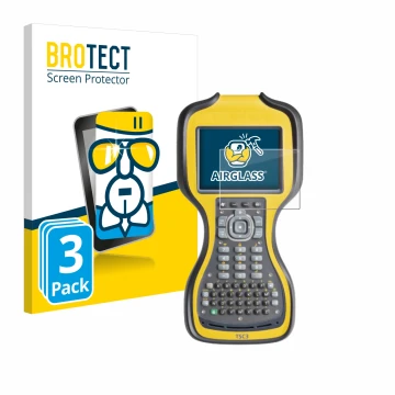 Front side of a product packaging with the brand logo BROTECT. Next to it is the device Trimble TSC3 shown with the correspond