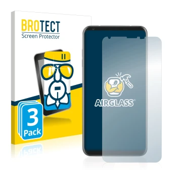 Front side of a product packaging with the brand logo BROTECT. Next to it is the device LG V30 shown with the corresponding sc