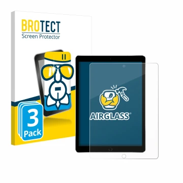 Front side of a product packaging with the brand logo BROTECT. Next to it is the device Apple iPad Pro 12.9