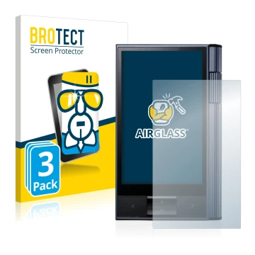 Front side of a product packaging with the brand logo BROTECT. Next to it is the device Astell&Kern AK KANN shown with the cor