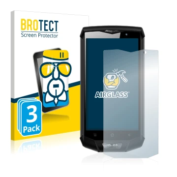 Front side of a product packaging with the brand logo BROTECT. Next to it is the device Blackview BV8000 Pro shown with the co