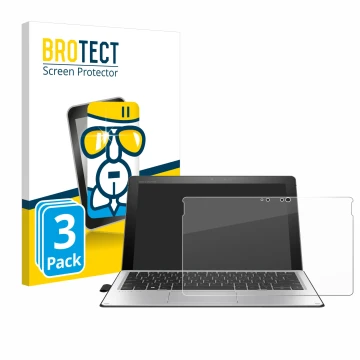 Front side of a product packaging with the brand logo BROTECT. Next to it is the device HP Elite x2 1012 G2 shown with the cor