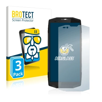 Front side of a product packaging with the brand logo BROTECT. Next to it is the device Blackview BV9000 Pro shown with the co