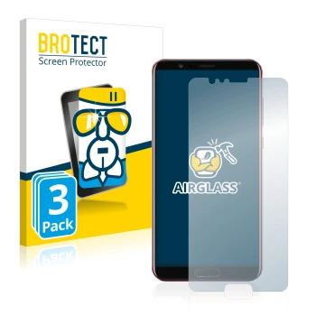 Front side of a product packaging with the brand logo BROTECT. Next to it is the device Honor View 10 shown with the correspon
