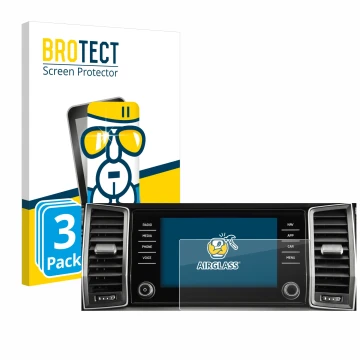 Front side of a product packaging with the brand logo BROTECT. Next to it is the device Skoda Columbus Kodiaq 2017-2018 Infota