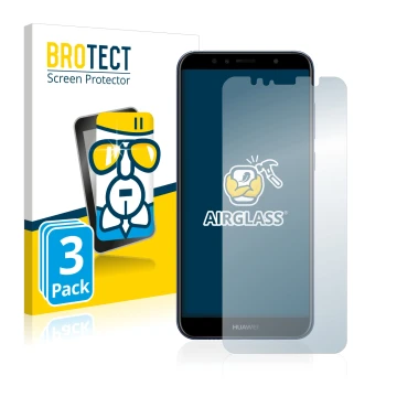 Front side of a product packaging with the brand logo BROTECT. Next to it is the device Huawei Y6 2018 shown with the correspo