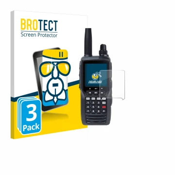 Front side of a product packaging with the brand logo BROTECT. Next to it is the device Yaesu FTA-450 shown with the correspon