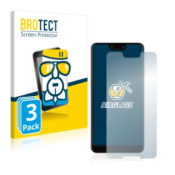 Front side of a product packaging with the brand logo BROTECT. Next to it is the device Google Pixel 3 XL shown with the corre