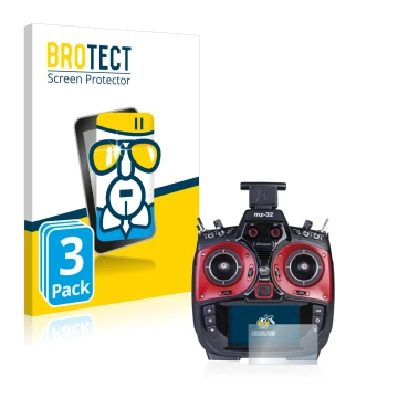 Front side of a product packaging with the brand logo BROTECT. Next to it is the device Graupner MZ-32 (3.Gen) shown with the 