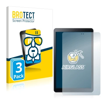 Front side of a product packaging with the brand logo BROTECT. Next to it is the device Samsung Galaxy Tab A 10.5 2018 LTE sho