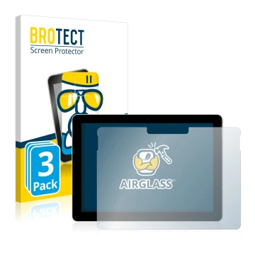 Front side of a product packaging with the brand logo BROTECT. Next to it is the device Microsoft Surface Go (1st Gen.) shown 