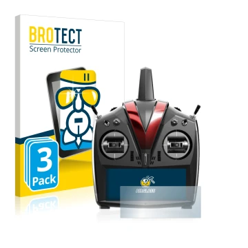 Front side of a product packaging with the brand logo BROTECT. Next to it is the device VBar Control Touch shown with the corr