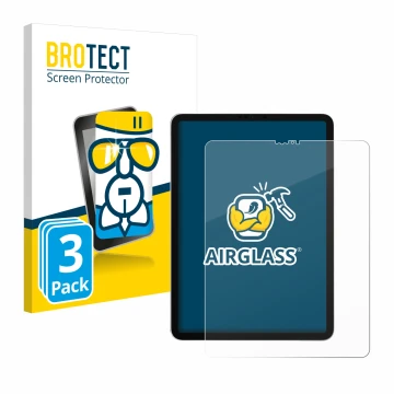 Front side of a product packaging with the brand logo BROTECT. Next to it is the device Apple iPad Pro 12.9